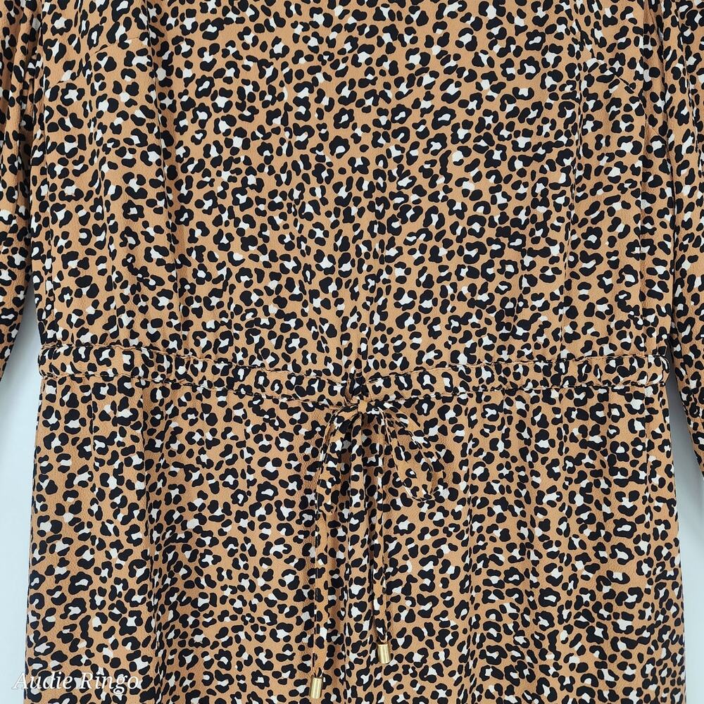 Talbots Leopard Print Ruffle Hem Dress Brown Black 10P - Picture 6 of 11
